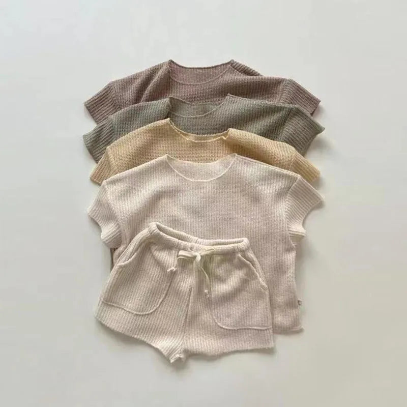 Relaxed Loose fit Ribbed Shorts & Tee Set (Copy)